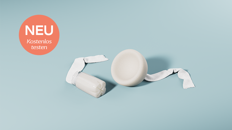 Peristeen Analtampon auf blauem Hintergrund mit Text NEU